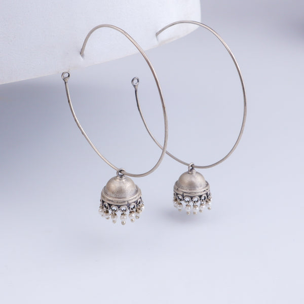 Silver Large Hoops Jhumki