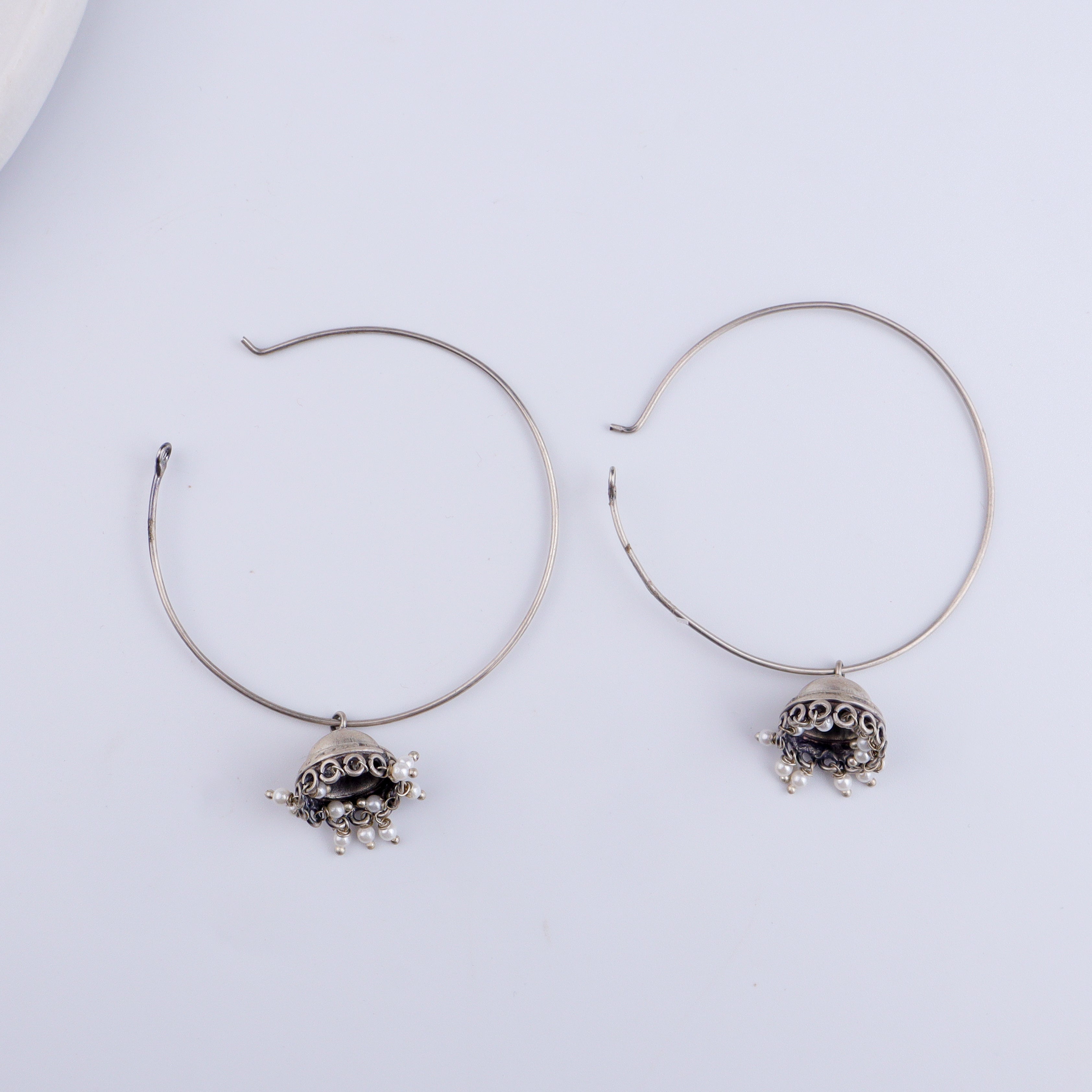 Silver Large Hoops Jhumki