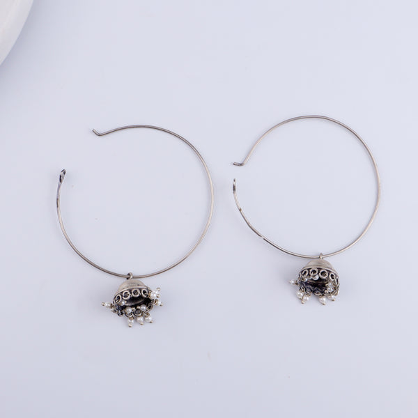 Silver Large Hoops Jhumki