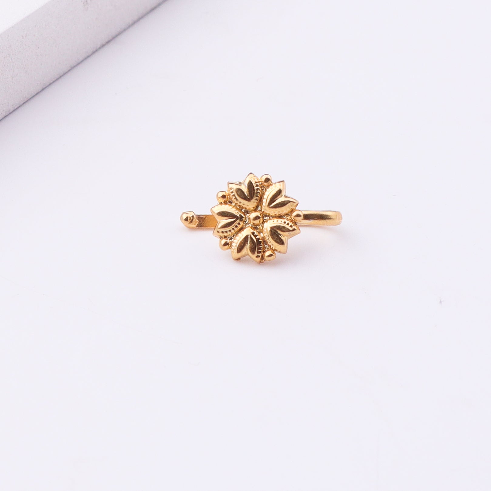 22K Gold Plated Mogra Nose Pin Jasmine Motif Jewelry