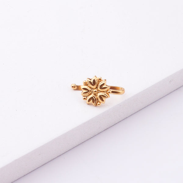 Gold Mogra nose pin with jasmine motif