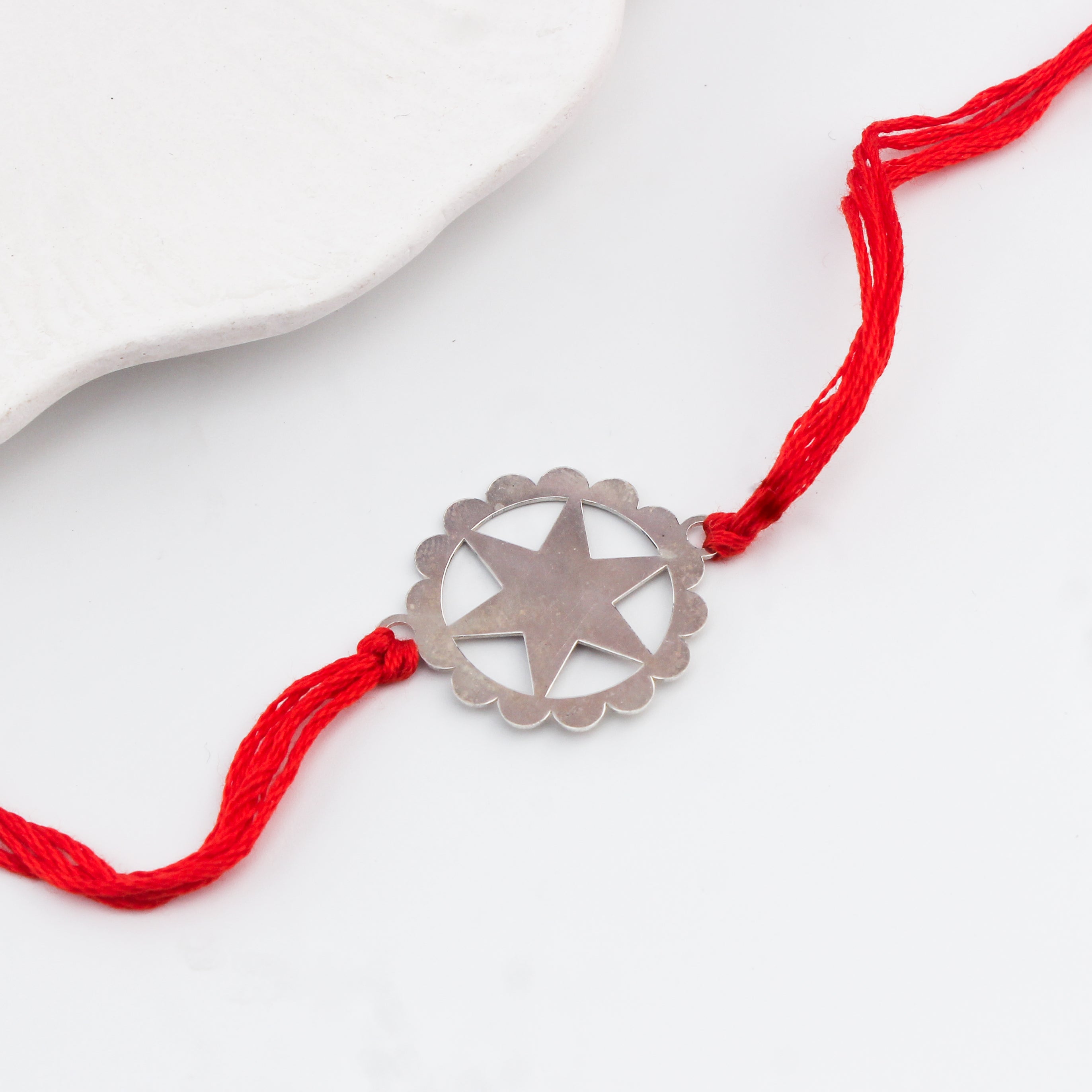 Silver Laser cut Star Rakhi: Big