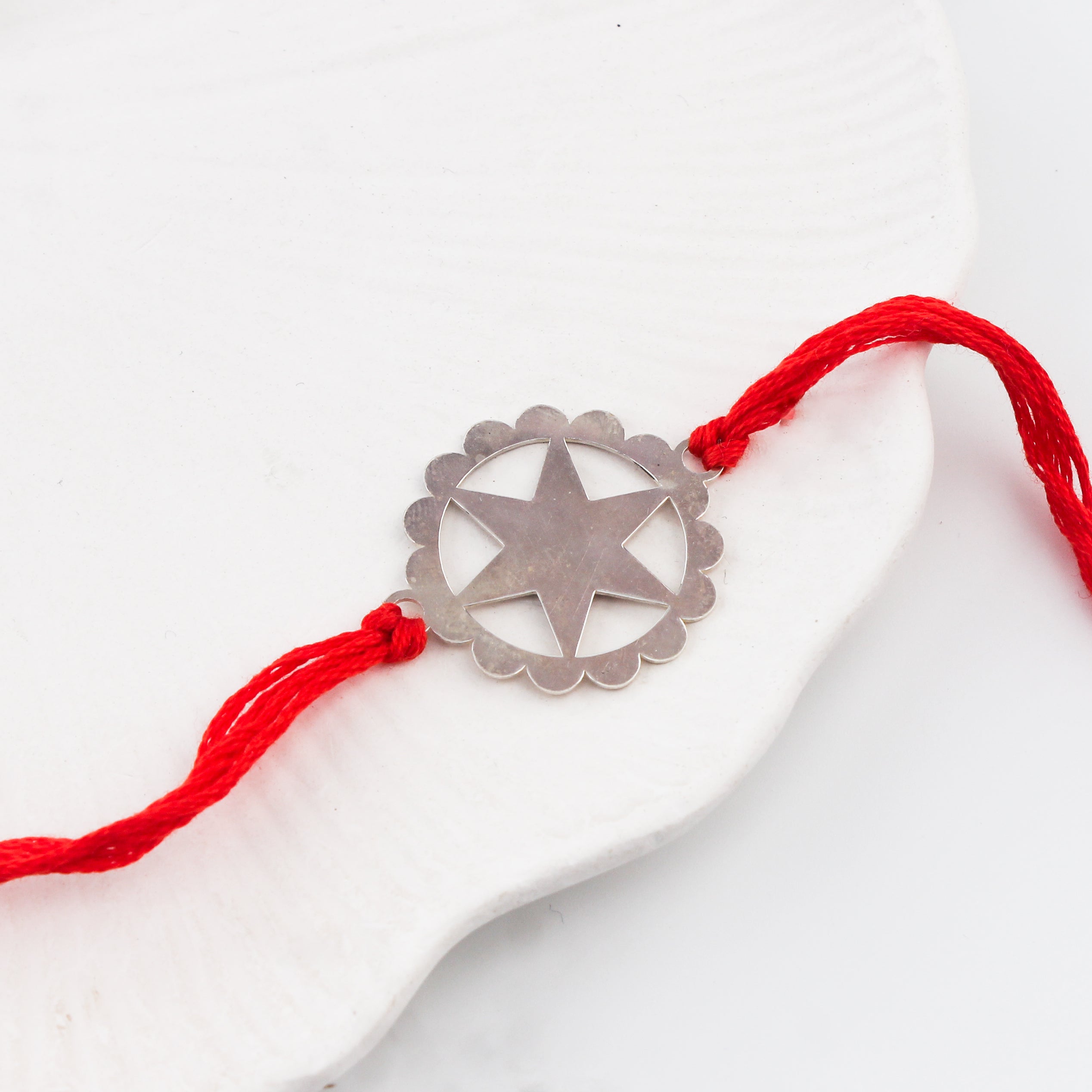 Silver Laser cut Star Rakhi: Big