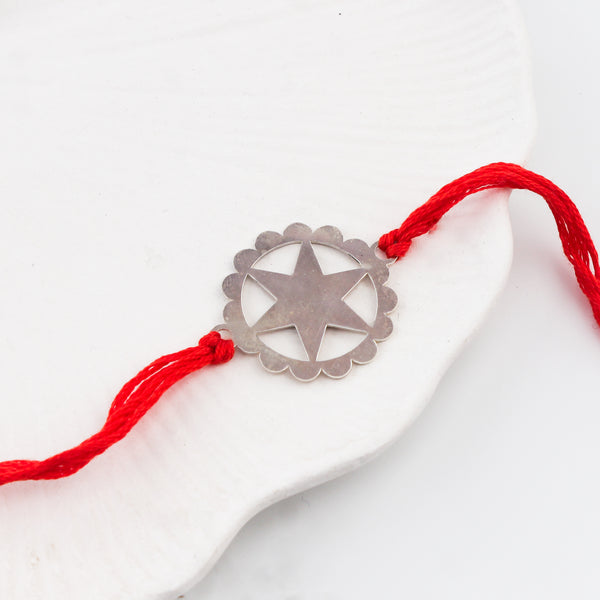 Silver Laser cut Star Rakhi: Big