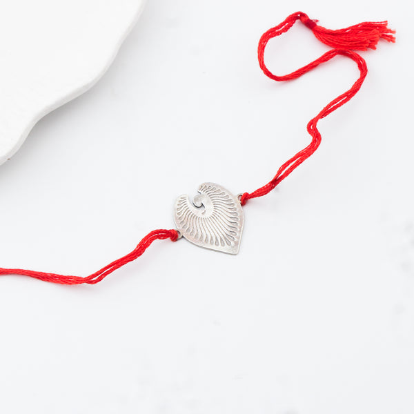 Silver Laser Cut Mayur Rakhi