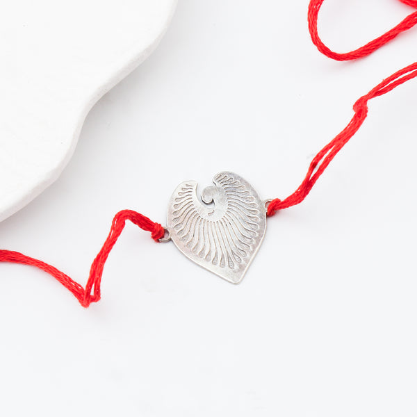 Silver Laser Cut Mayur Rakhi