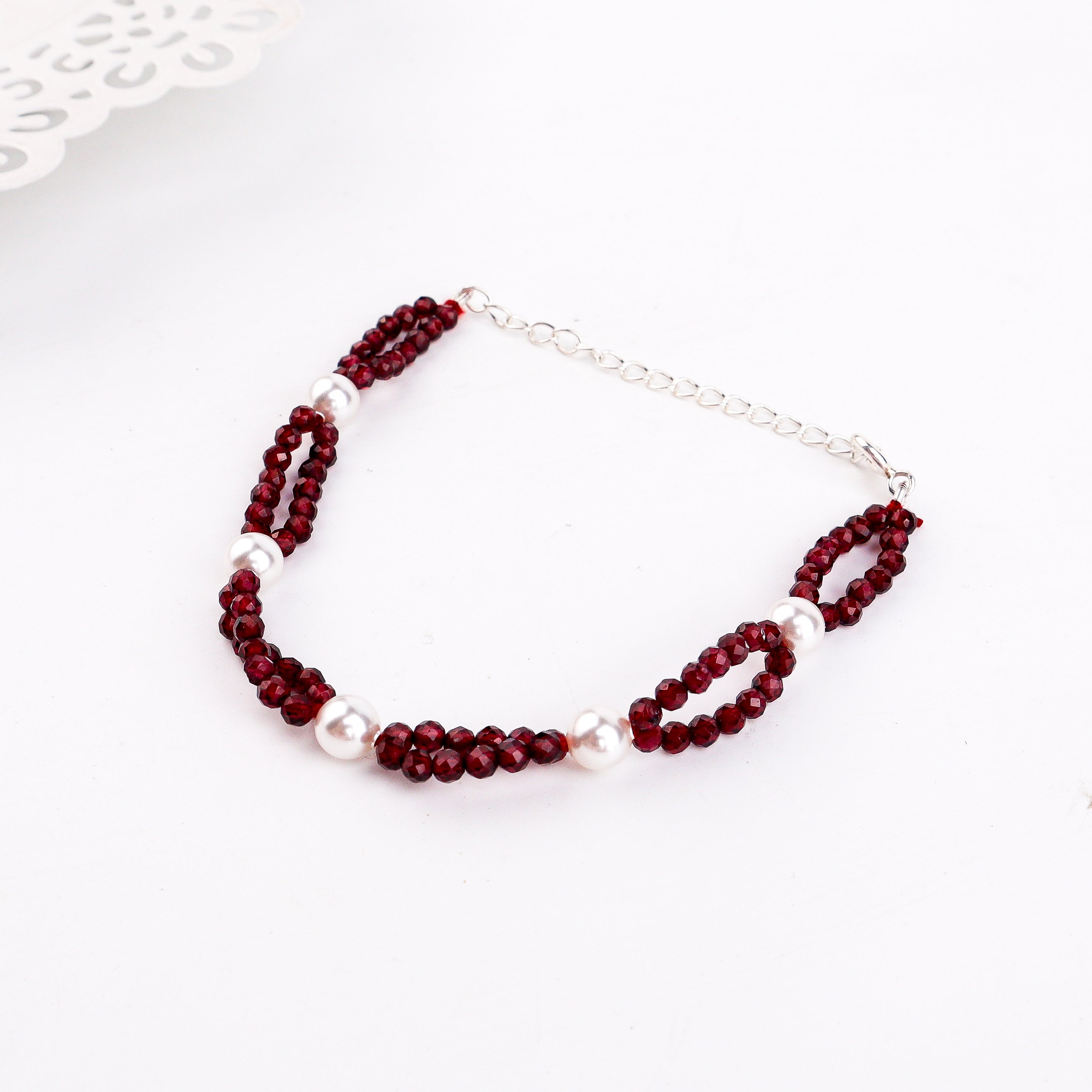 Garnet & Pearl Bracelet