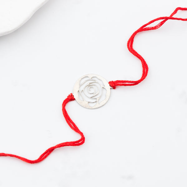 Silver Laser Cut Rose Rakhi