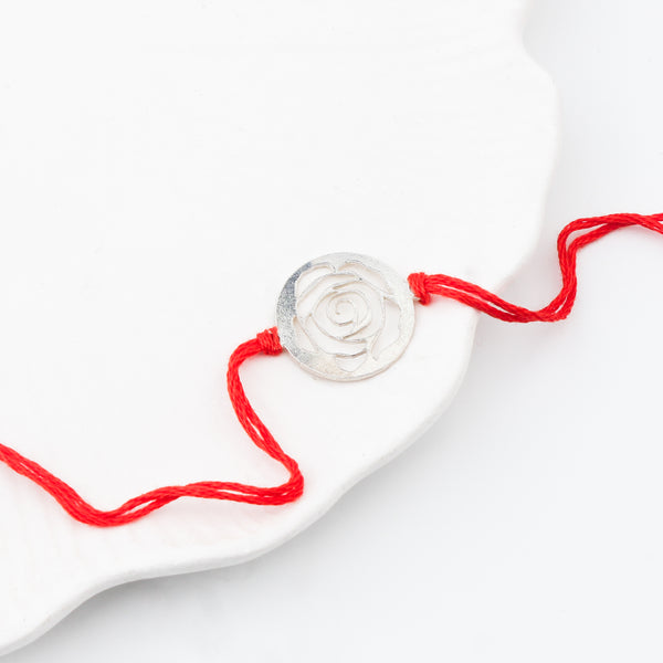 Silver Laser Cut Rose Rakhi