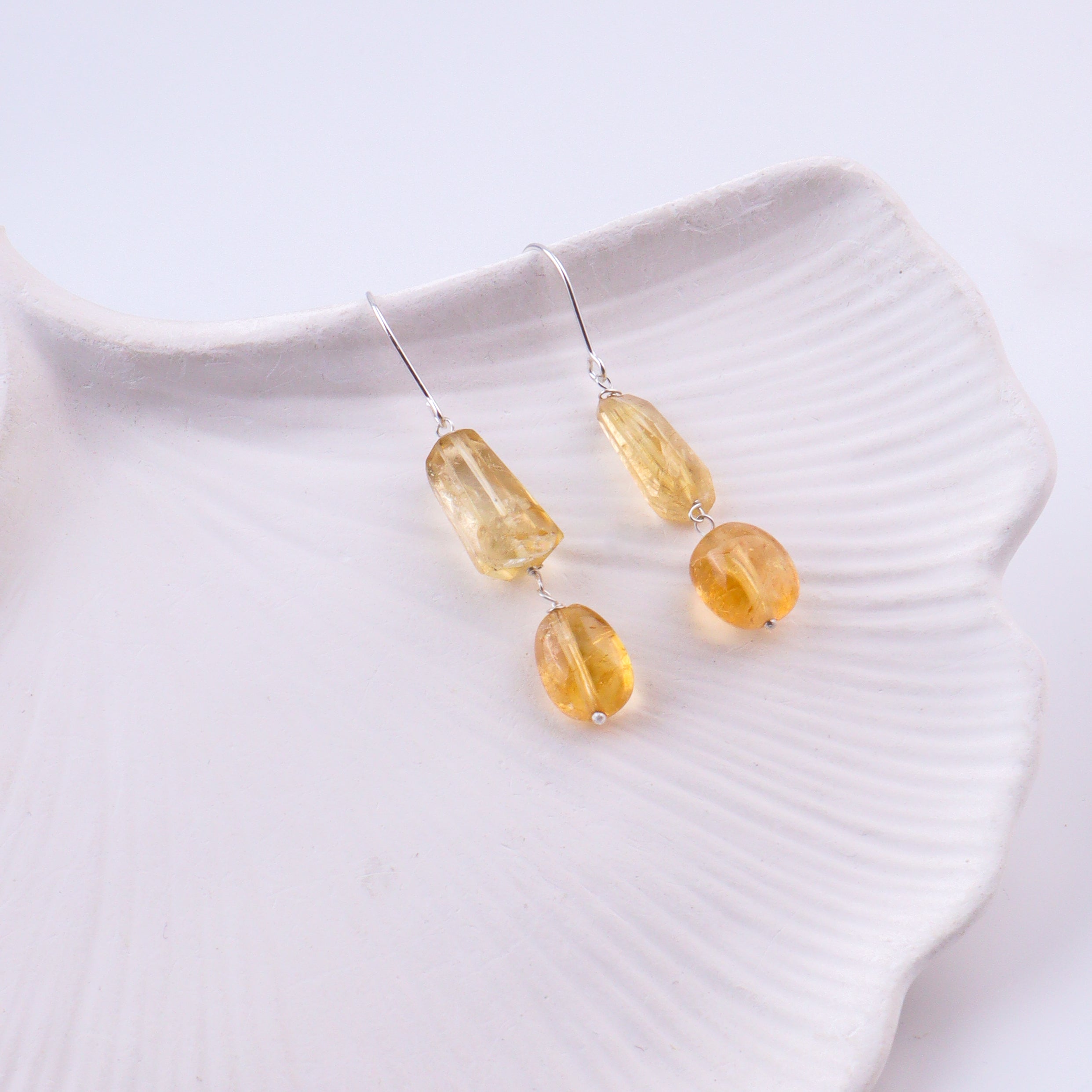 Citrine Silver Earrings (Project Handmade)