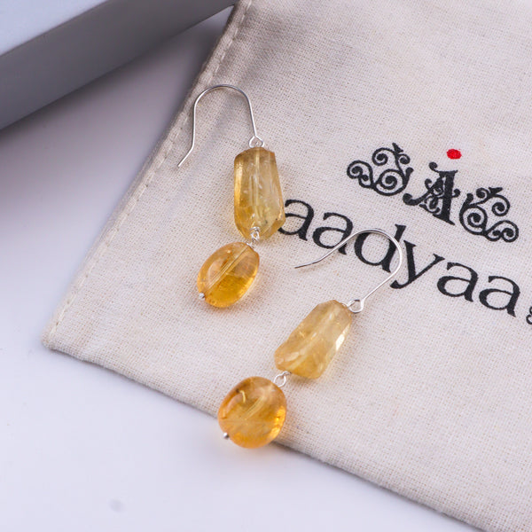 Citrine Silver Earrings (Project Handmade)
