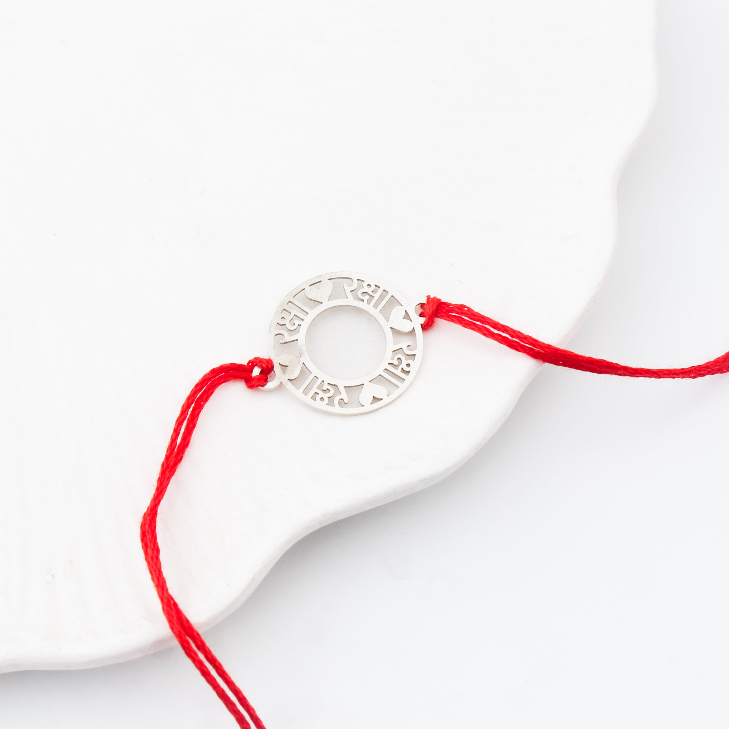 Silver Laser Cut Heart Raksha Rakhi