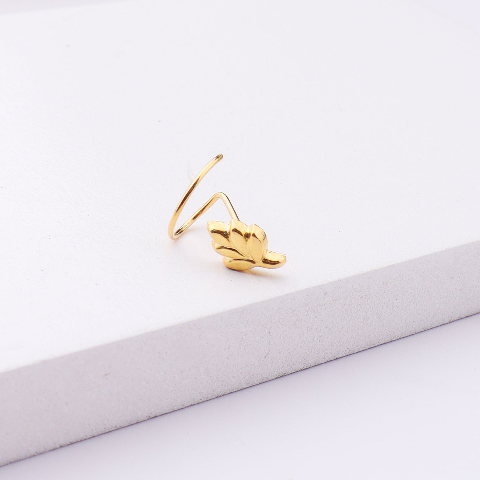 Gold leaf nose pin pierced 22K gold plated jewelry