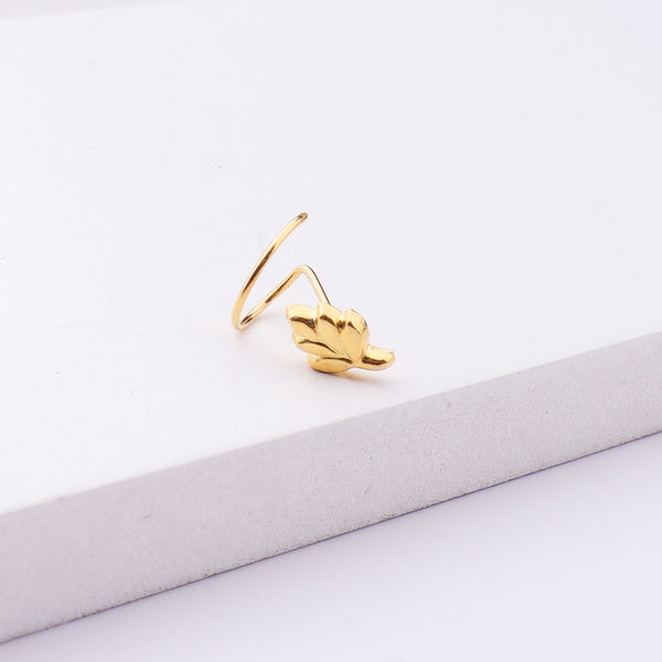 Gold leaf nose pin pierced 22K gold plated jewelry