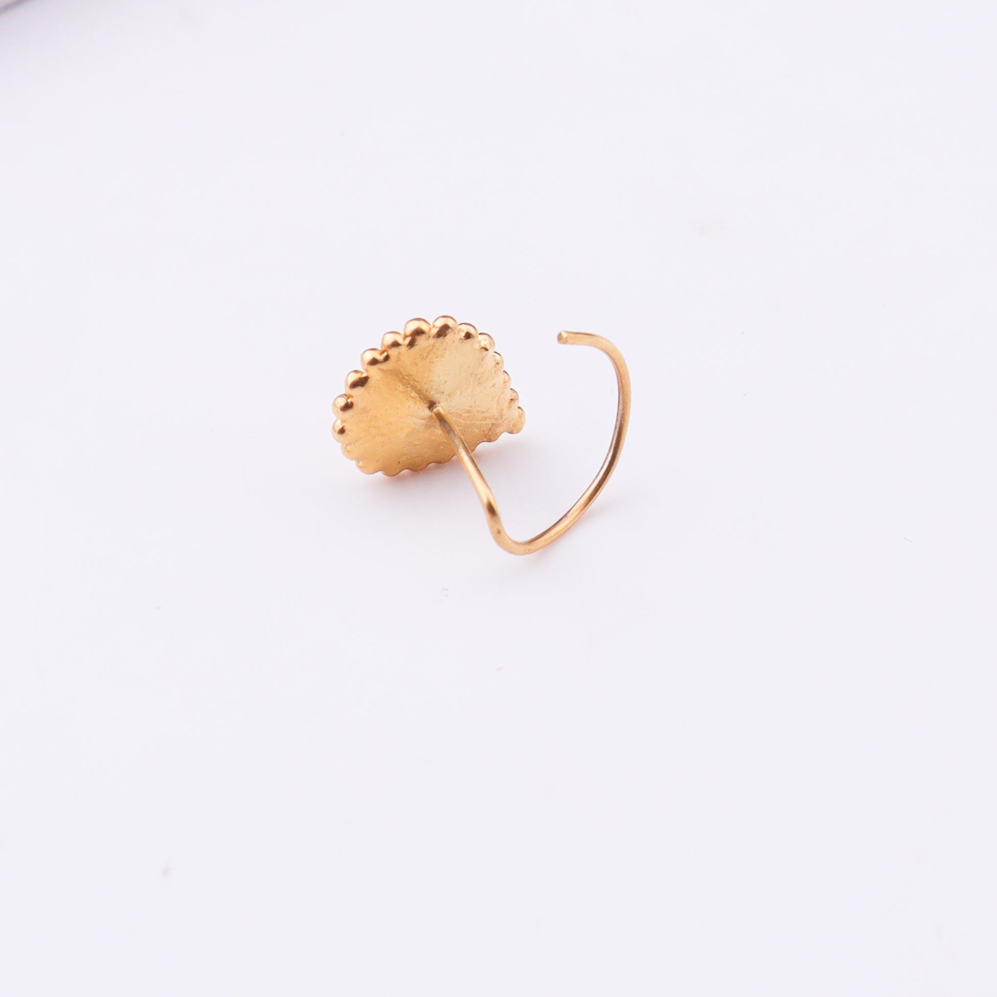 Gold Plated Pink Stone Nose Pin Pierced