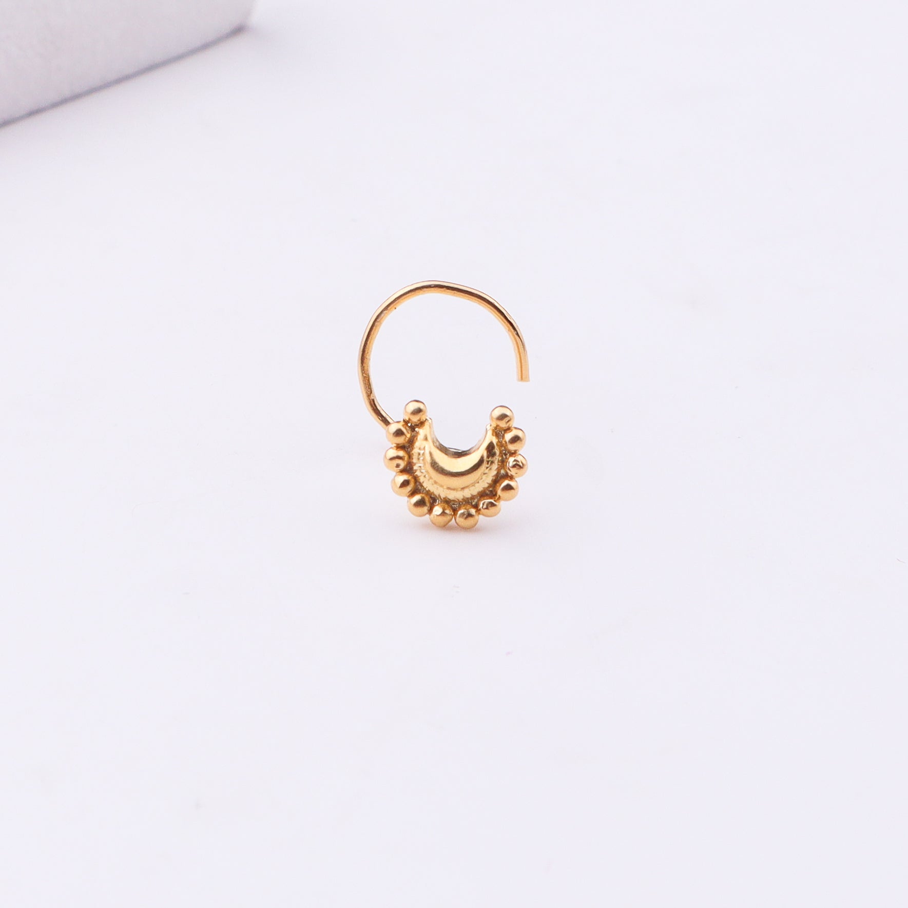 Gold plated Chandrakor nose pin small pierced jewelry