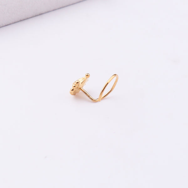 Gold plated nose pin with crescent moon design for pierced noses