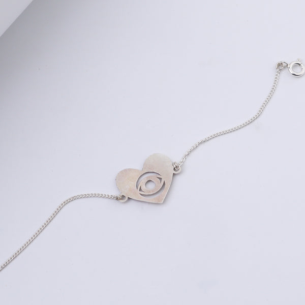 Silver Evil Eye Heart Bracelet