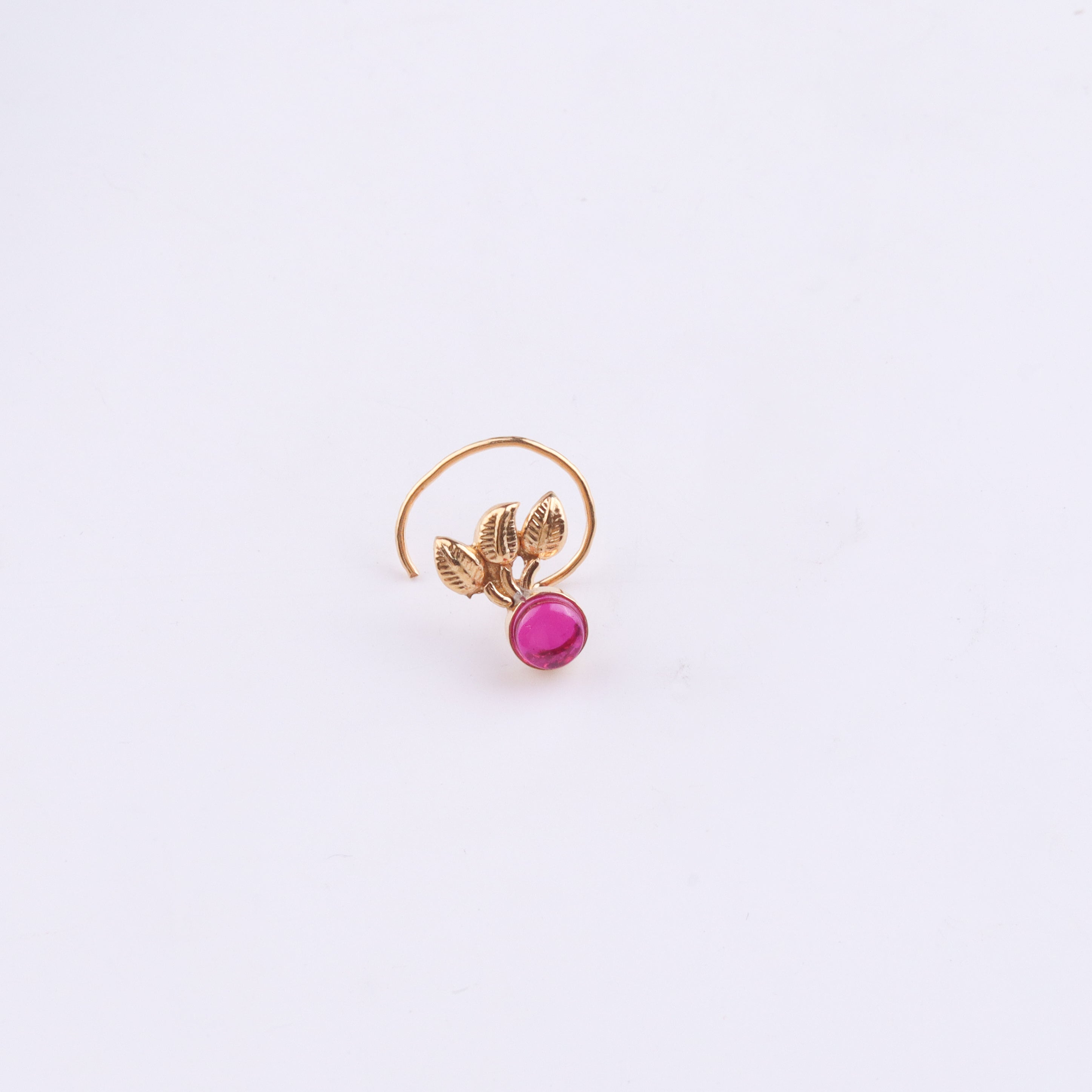 Pink Petalfall Pierced Nose Pin | 22K Gold-Plated (Large)