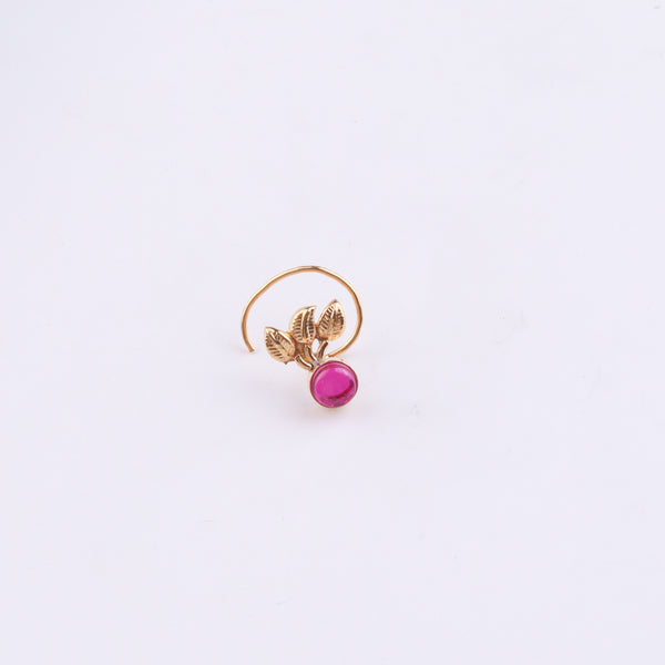 Pink Petalfall Pierced Nose Pin | 22K Gold-Plated (Large)