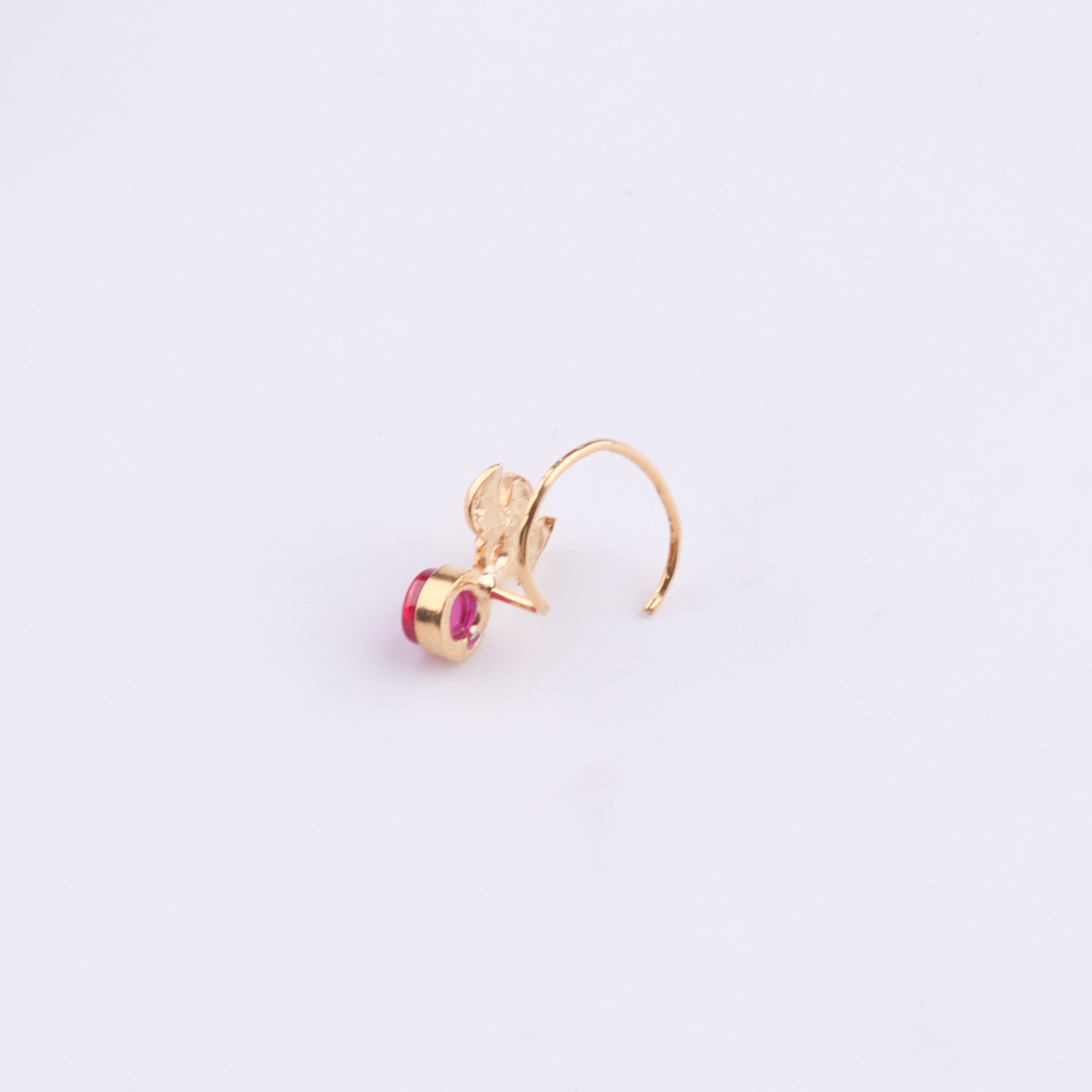Pink Petalfall Pierced Nose Pin | 22K Gold-Plated (Large)