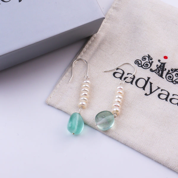 Aquamarine & Freshwater Pearl Silver Earrings (Project Handmade)