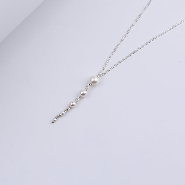 Classic Silver Multi Pearl Drop Necklace