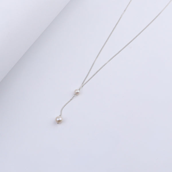 Classic Silver Pearl 'Y' Necklace