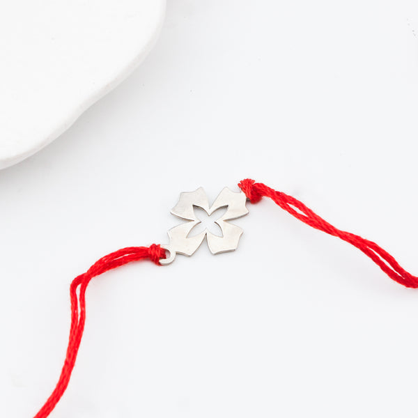 Silver Laser cut Flower Rakhi