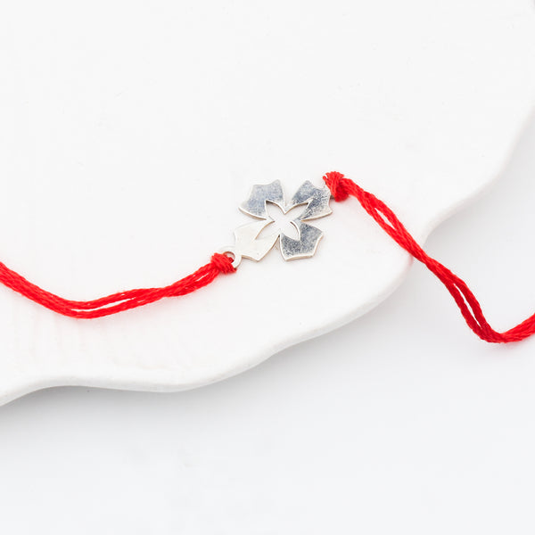 Silver Laser cut Flower Rakhi