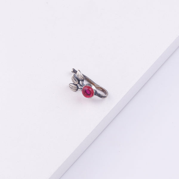 Oxidised Pink Petalfall Clip-On Nose Pin (Large)