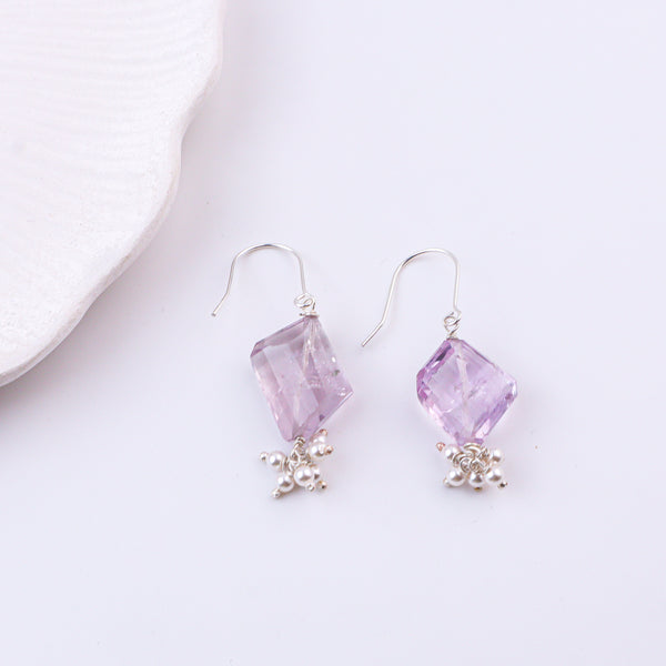 Amethyst & Pearl Silver Earrings (Project Handmade)