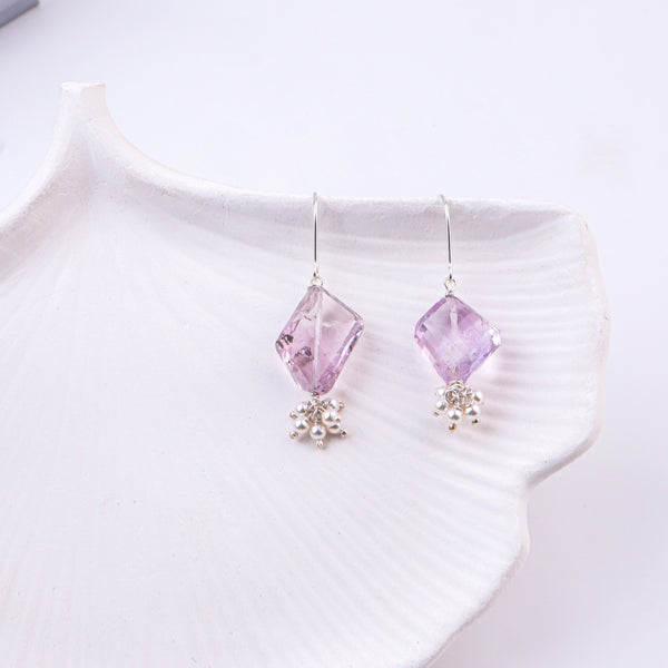 Amethyst & Pearl Silver Earrings (Project Handmade)