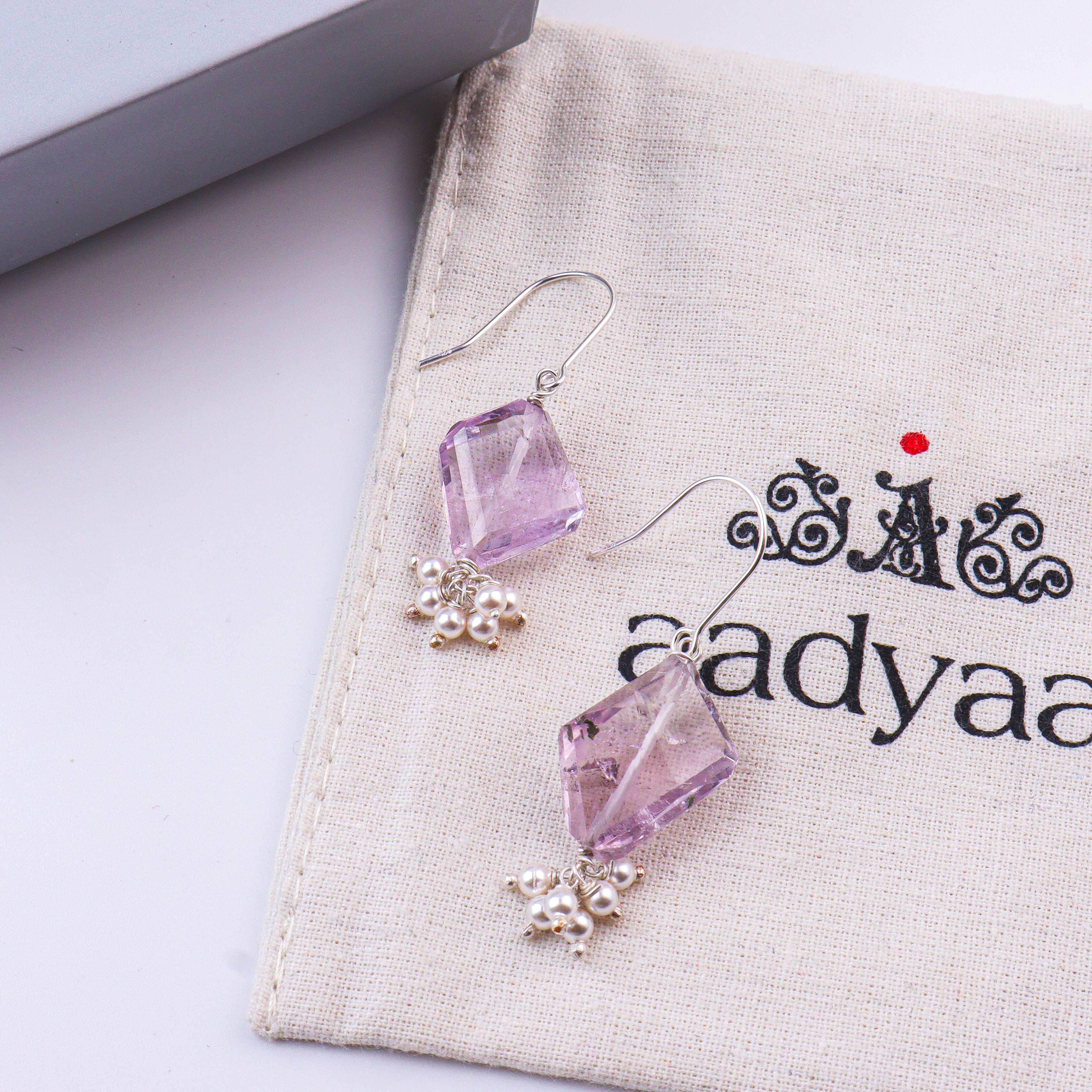 Amethyst & Pearl Silver Earrings (Project Handmade)