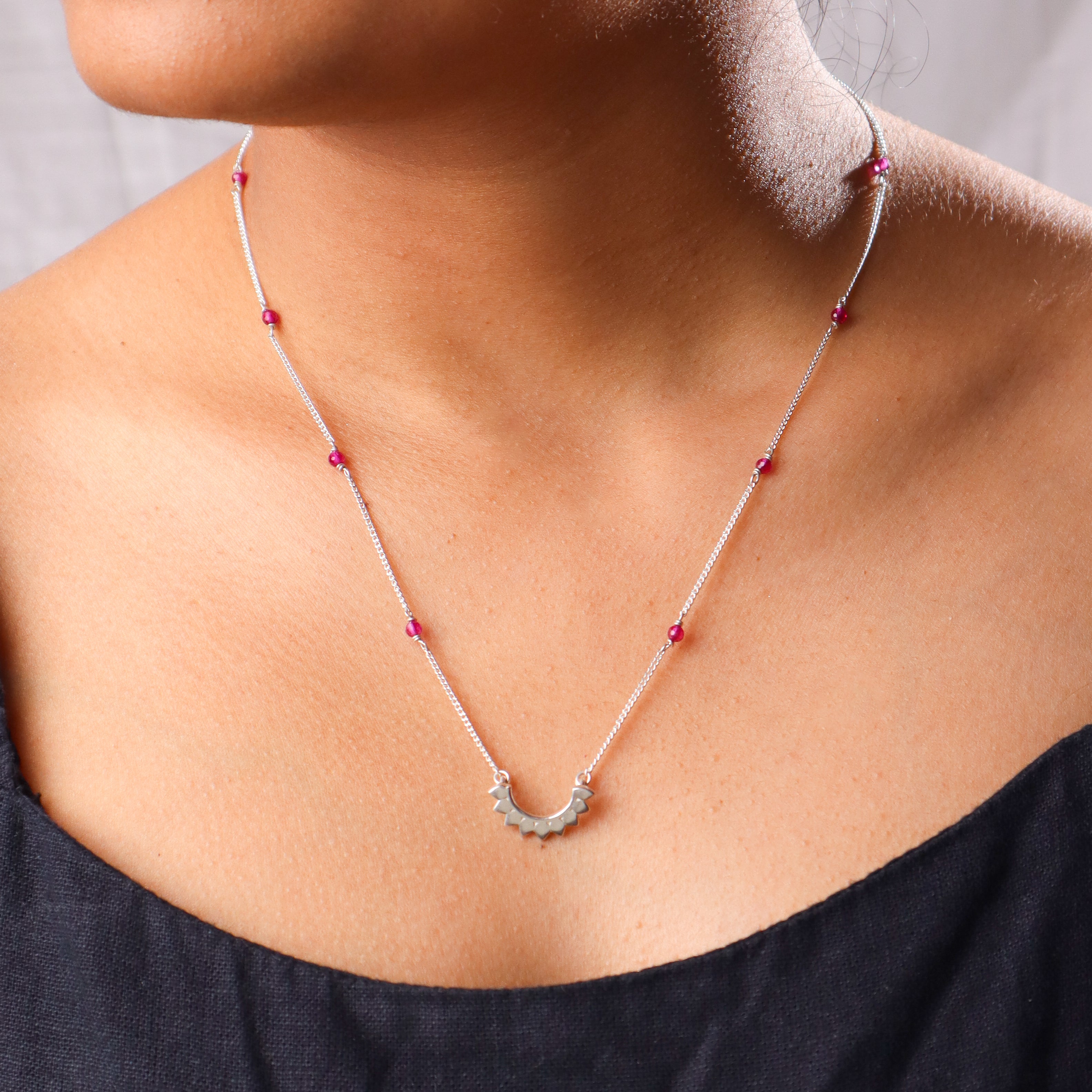 Petal Necklace with Rubies