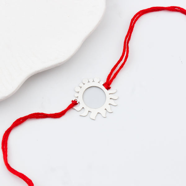 Handcrafted Silver Rakhi: Sun