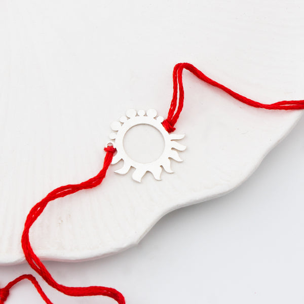 Handcrafted Silver Rakhi: Sun