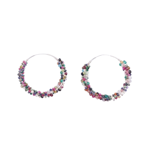 Sliver Multicolour Hoop Earrings