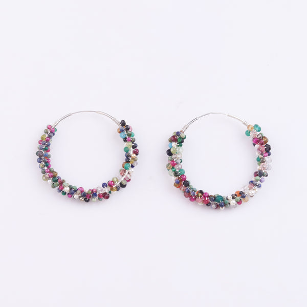 Sliver Multicolour Hoop Earrings