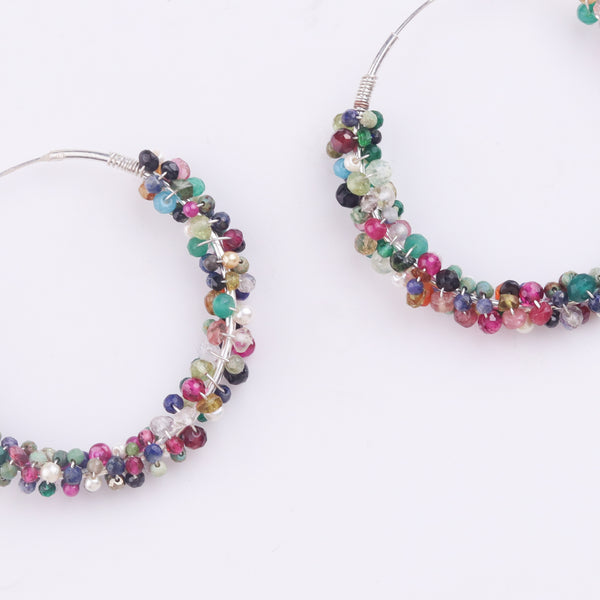 Sliver Multicolour Hoop Earrings