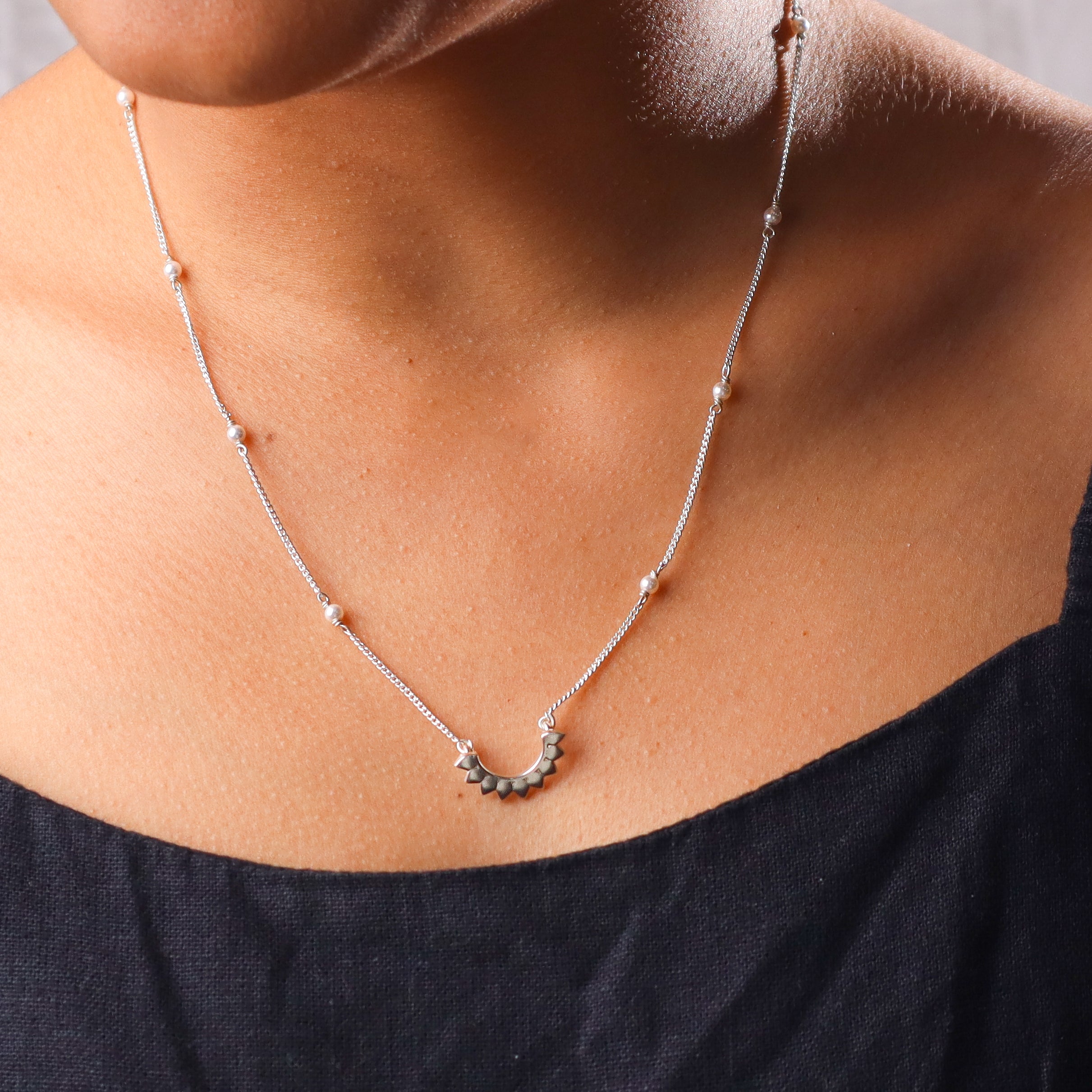 Petal Necklace with Pearls