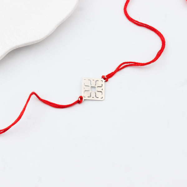 Silver Laser Cut Diamond Filigree Rakhi