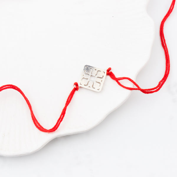 Silver Laser Cut Diamond Filigree Rakhi