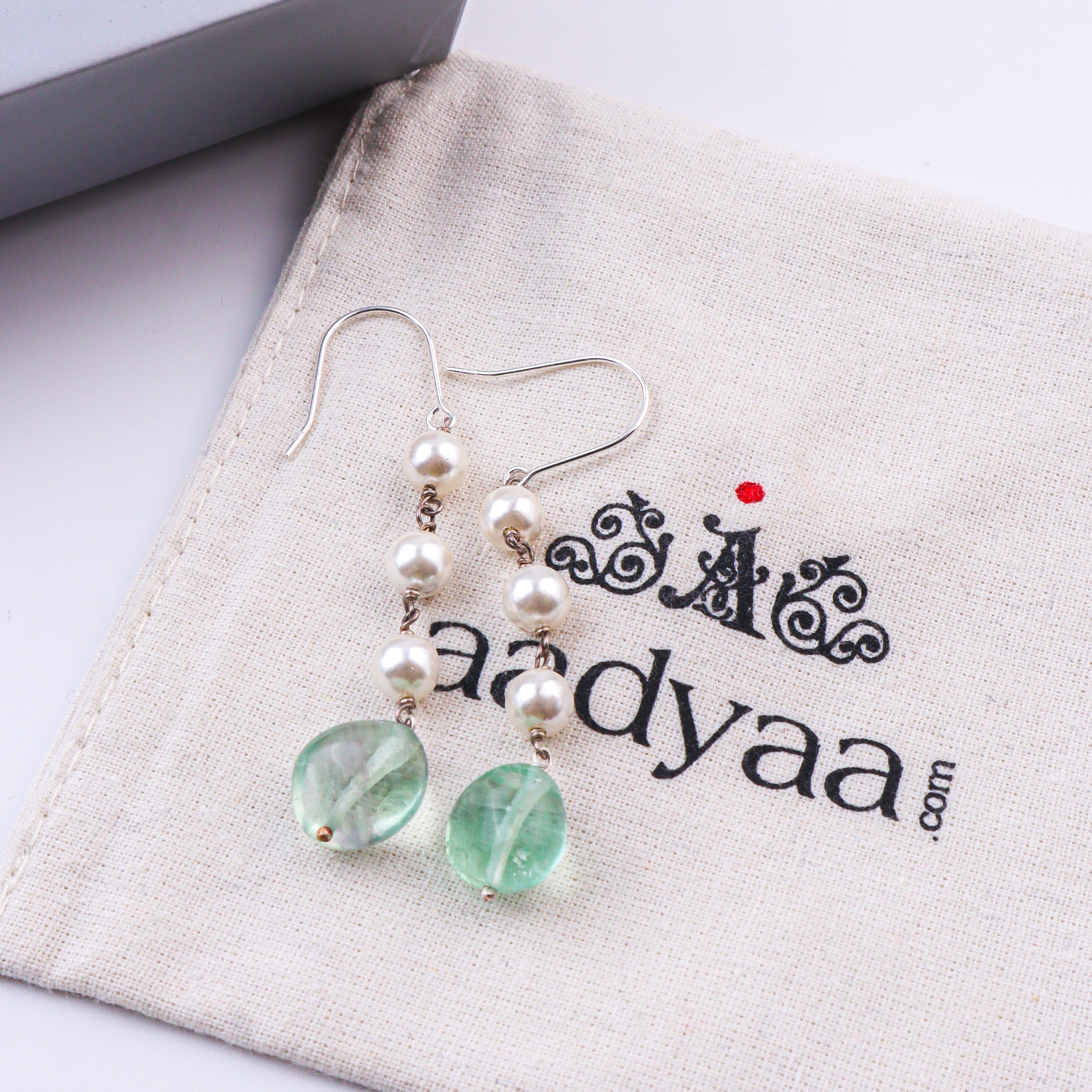 Aquamarine & Pearl Silver Earrings (Project Handmade)