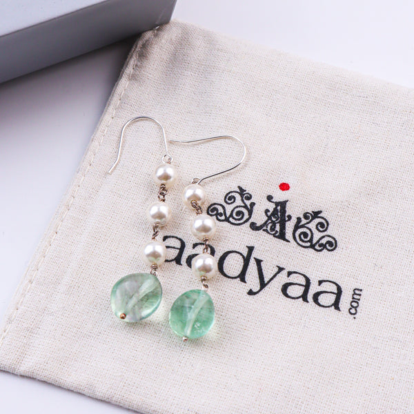 Aquamarine & Pearl Silver Earrings (Project Handmade)