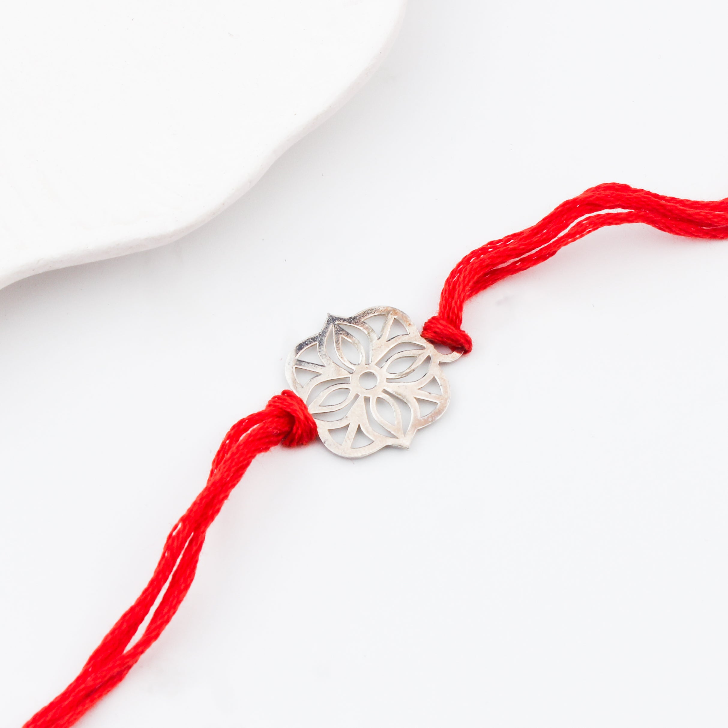 Silver Laser cut Rakhi
