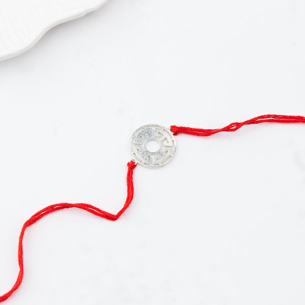 Silver Laser Cut Abstract Filigree Rakhi