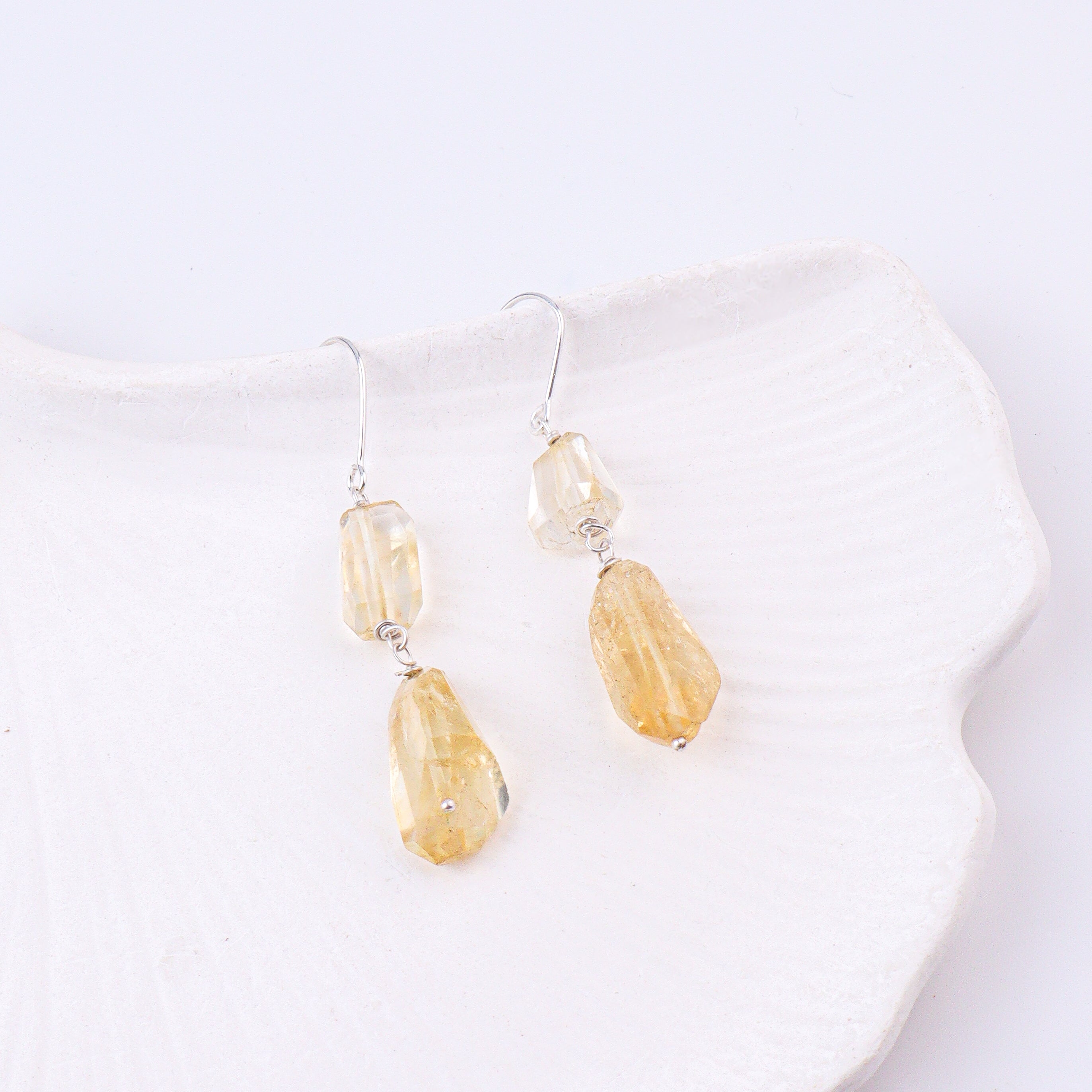 Citrine Silver Earrings (Project Handmade)
