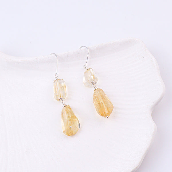 Citrine Silver Earrings (Project Handmade)