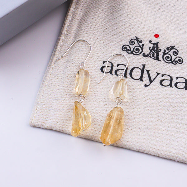 Citrine Silver Earrings (Project Handmade)